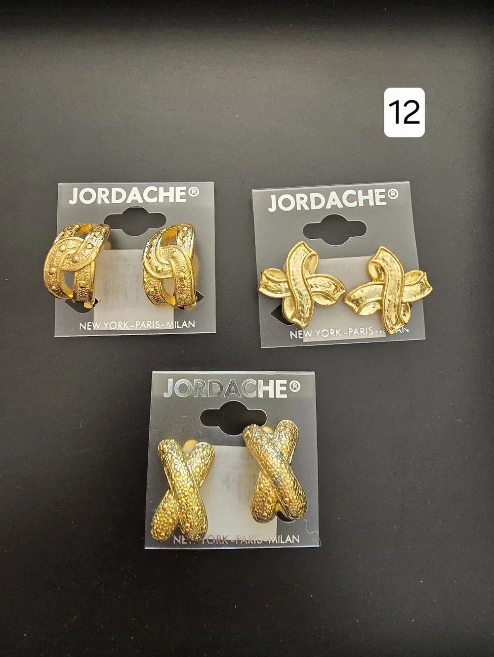 Vintage Jordache gold-tone clip-on earrings Costume jewelry
